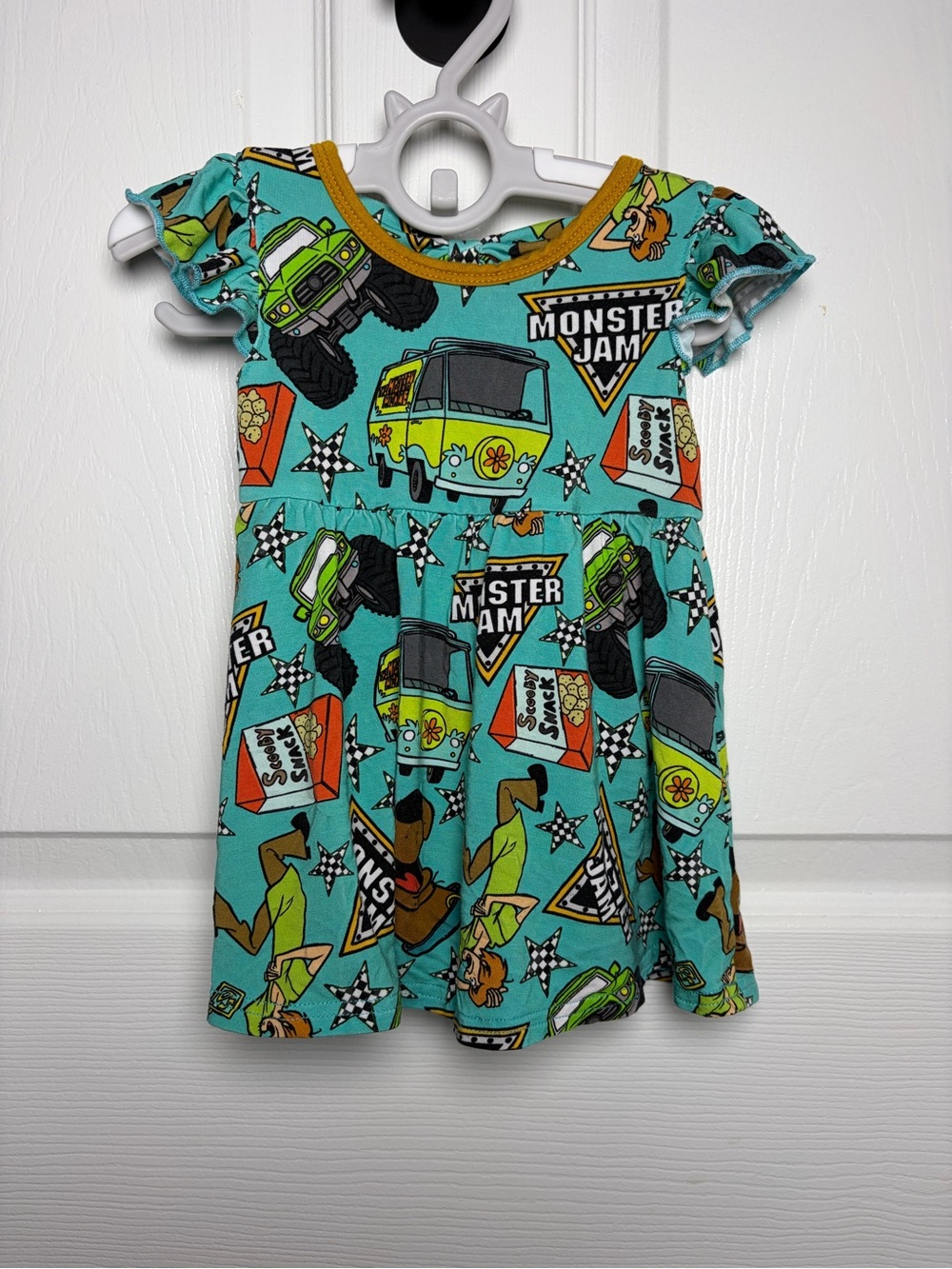 Weiwei Scooby Doo Monster Jam Bamboo Twirl Bodysuit Dress 3-6M